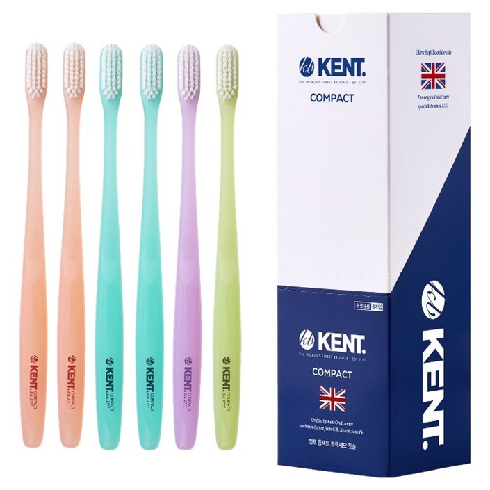 켄트 오리지날 콤팩트 초극세모 칫솔, 6개입, 1세트