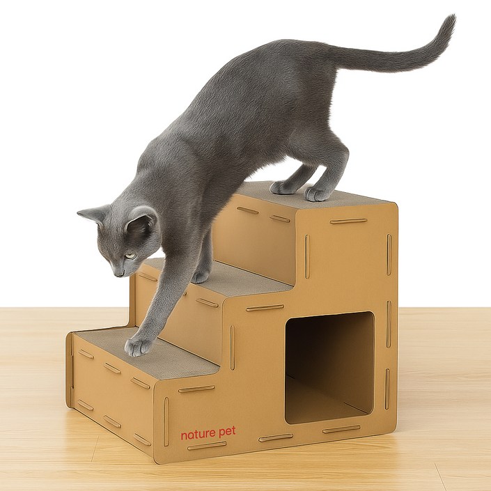 네이처펫 고양이 계단형 스텝 스크래처 하우스