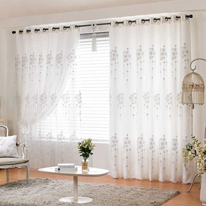 지나송 이오스 아일렛 이중암막커튼 + 봉 세트