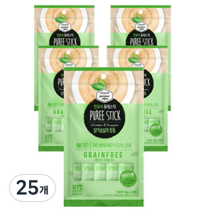 캣퓨어 고양이 퓨레스틱 간식 파우치, 닭가슴살  참돔 혼합맛, 50g, 25개