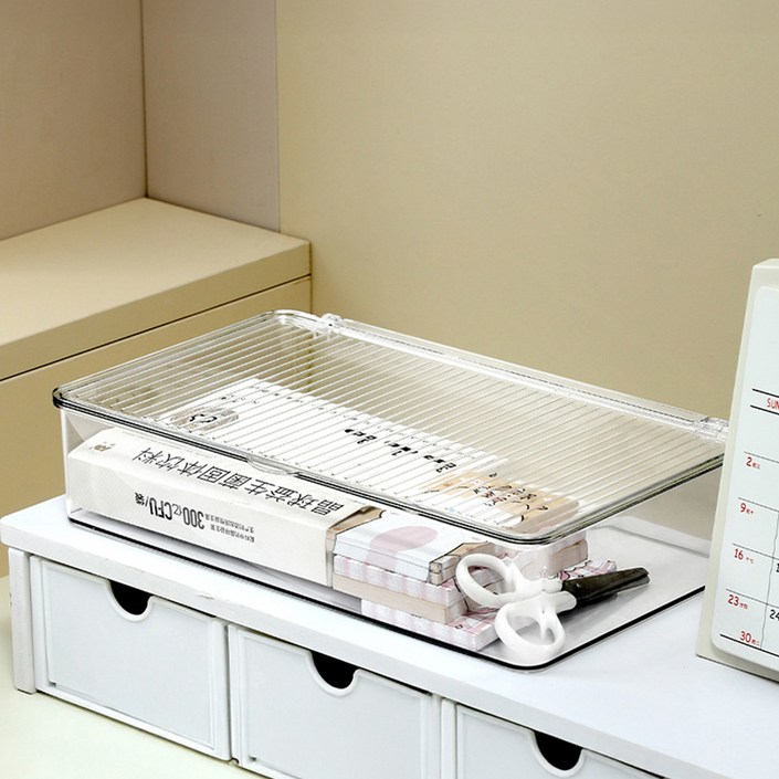 리빙공감 먼지차단 책상정리 다용도 수납함 소형, 투명, 1개