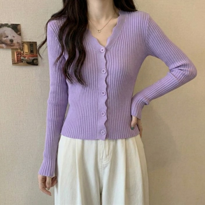 소니오 여성용 물결 데일리 가디건