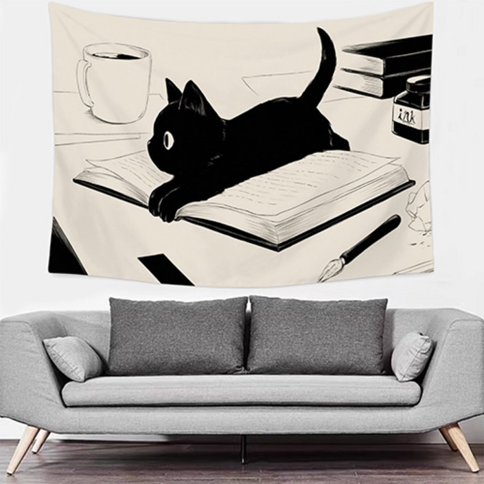 홈플로우 블랙캣 시리즈 인테리어 벽장식 태피스트리