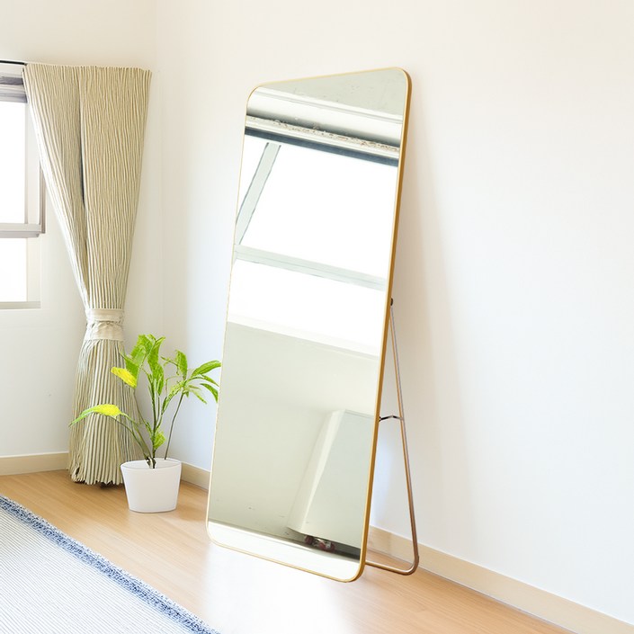 베라스코 대형 스퀘어 2in1 스탠드 벽걸이 전신거울, 골드