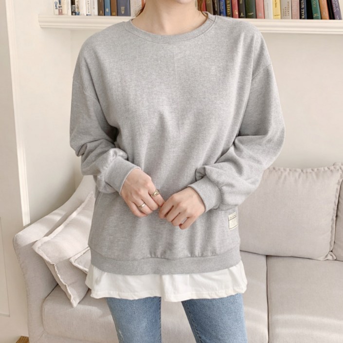 라라온 레이어드 라벨 긴팔 맨투맨 26TSP3707