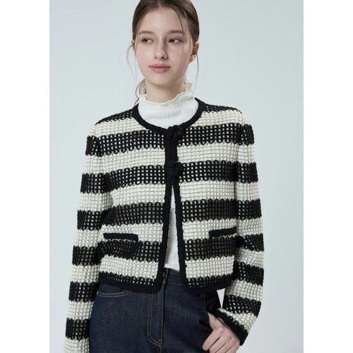 백화점매장출고 잇미샤 코르사쥬 포인트 니팅 트위드 자켓 ITP9WJK850