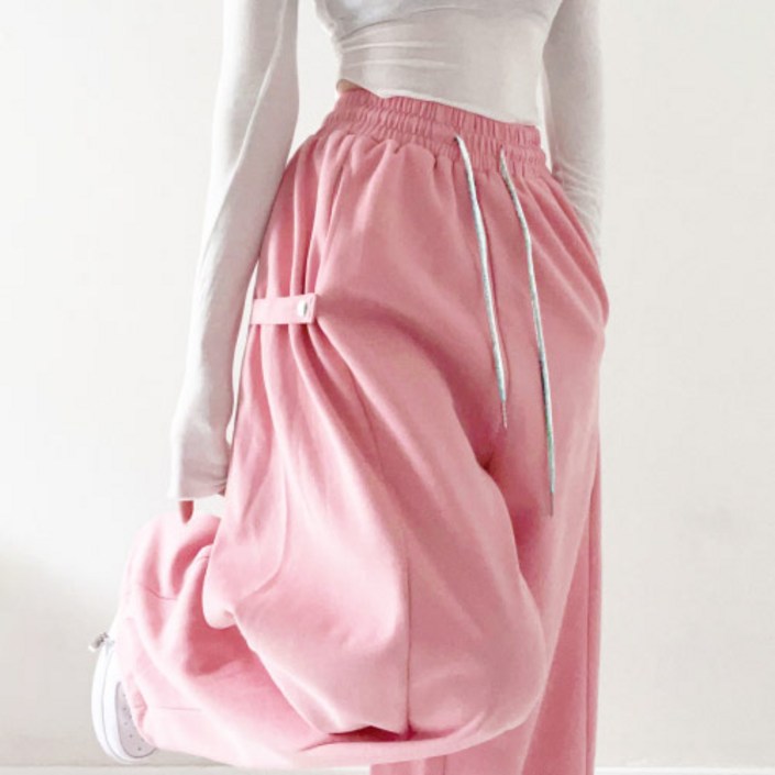 파쿠 스냅 버튼 와이드 트레이닝 팬츠 사이드 비조 핏보장 투웨이 조거핏 가능