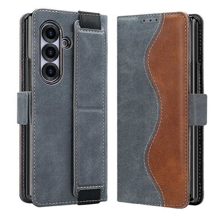 KDNC 갤럭시 Z폴드 핸드스트랩 포켓 가죽 지갑 케이스