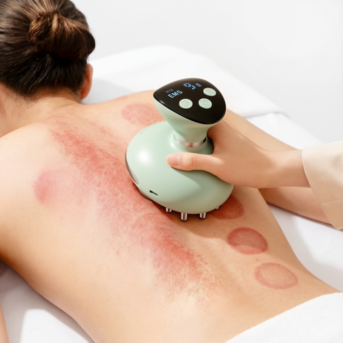 Purevia 올인원 진공 흡착 경락 마사지기 EMS 저주파 온열 괄사 근막 마사지 안마기