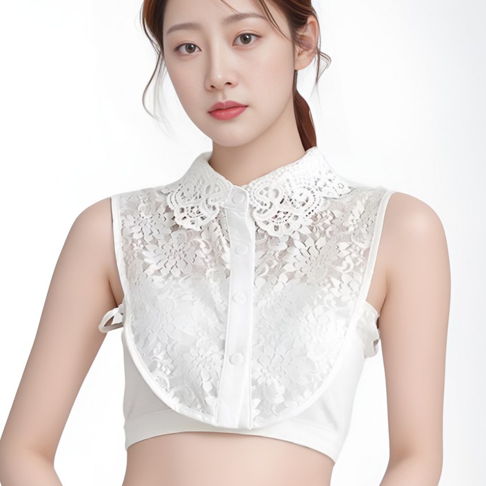 노나스 레이어드 페이크 카라 레이스 셔츠 넥 케이프 11