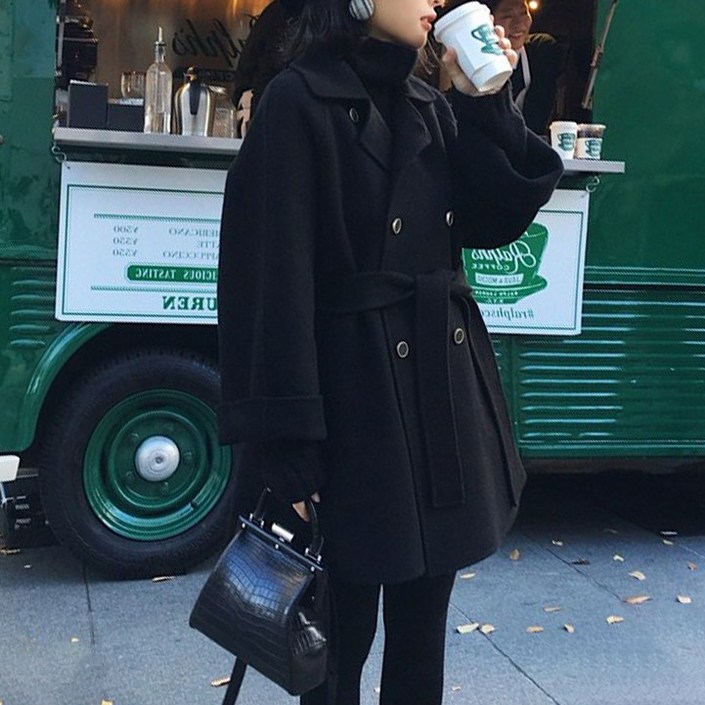 뉴욕멋쟁이 뮤비 블랙 여성 더블코트 뉴욕멋쟁이 뮤비 블랙 여성 더블코트