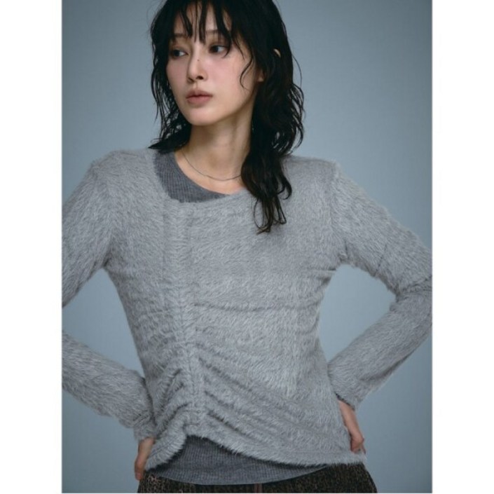 에잇세컨즈 헤어리 셔링 긴소매 티셔츠 베이지 165Y41AY1A