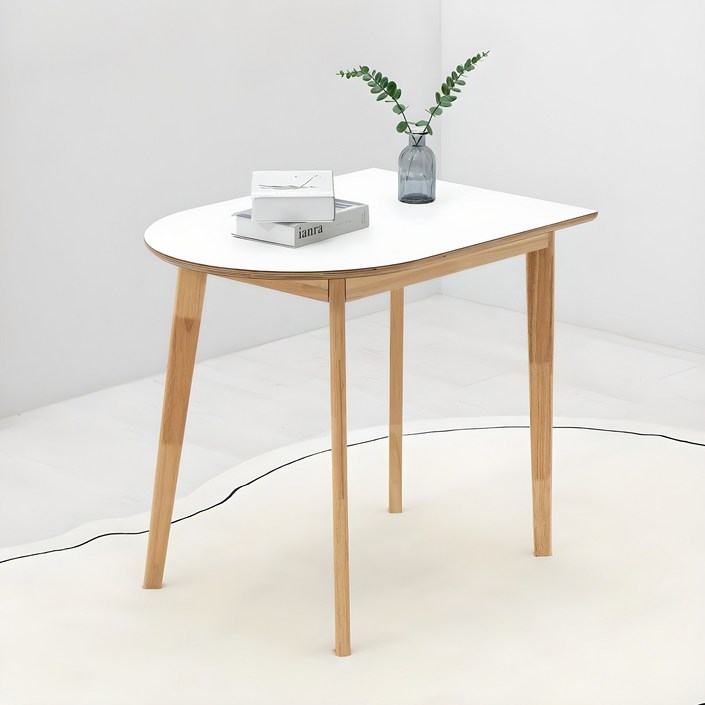 밀키우드 800X600 반원형 테이블 주방 식탁 카페 HPM, 화이트