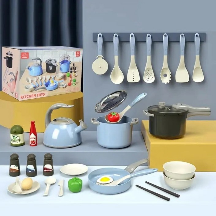 리얼 주방놀이 세트 소꼽놀이 역활놀이, 블루 리얼 주방놀이 세트 소꼽놀이 역활놀이, 블루