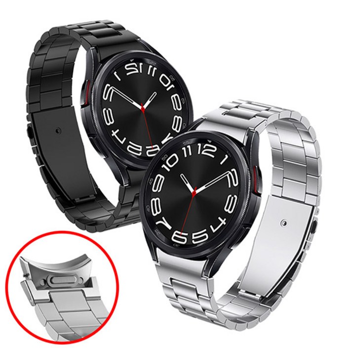 미소피아 갤럭시워치7 6 5 4 원클릭 메탈 스트랩 프로 클래식 호환 원버튼 원터치  조절기 증정, 원클릭메탈 블랙