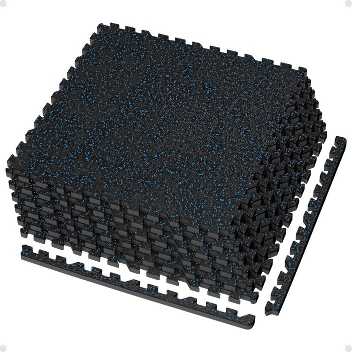 AIRHOP 헬스장 매트, 고밀도 EVA 폼, 대형 조립식 바닥 보호용, 가정용차고지하실 훈련 매트, 6개, 검정색파란색