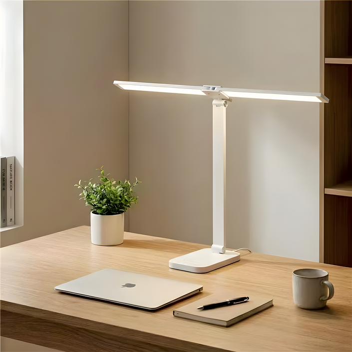 Airwit 듀얼 LED 스탠드 조명 시력보호 블루라이트 차단 와이드 조명 무단계 밝기조절 책상 사무실 학습용 사무용 독서용, 화이트