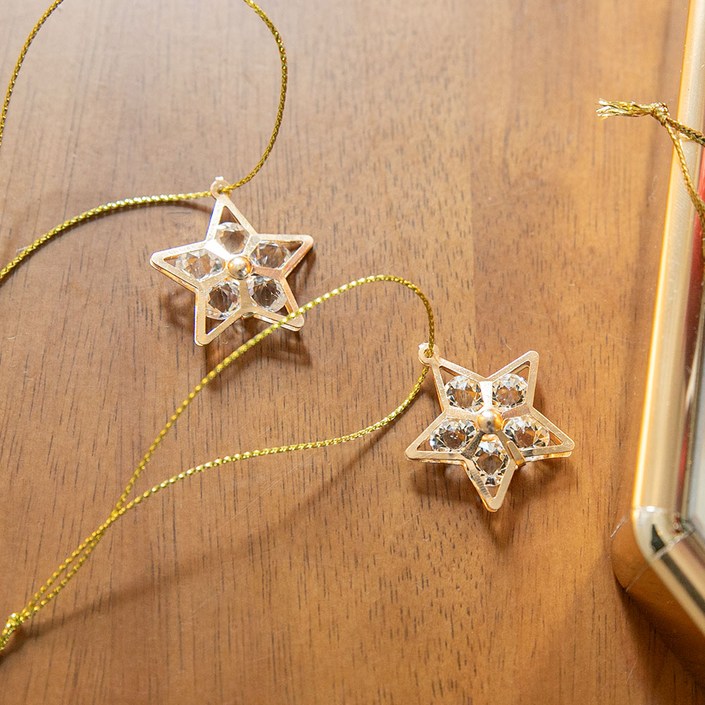 크리스마스 별 트리 장식 철재 크리스탈 라인 3cm (5개입) 꾸미기 소품 용품 오너먼트 스타 데코 이벤트