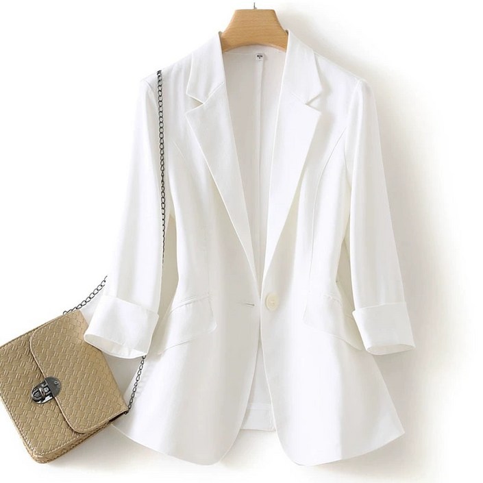여성 봄 여름 가을 린넨 마 정장 자켓