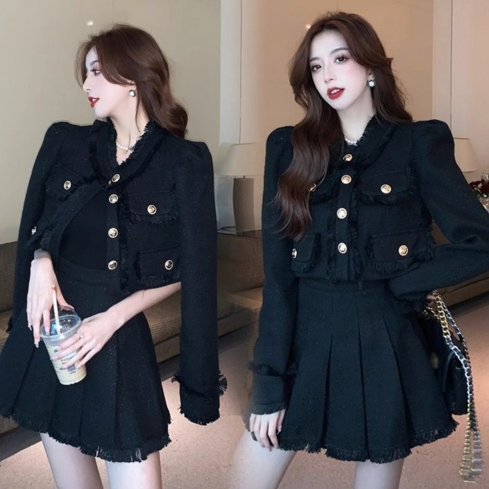 Asure 여성 투피스 세트 하객룩 크롭자켓스커트