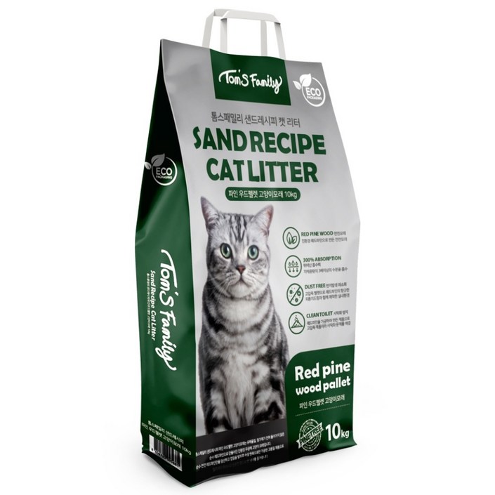 톰스패밀리 샌드레시피 캣 리터 파인 우드펠렛 흡수형 고양이모래