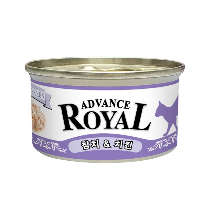 로얄 어드밴스 캔 (1box X 24개입) 고양이 캔 간식 통조림, 85g, 어드밴스로얄 참치&치킨, 24개