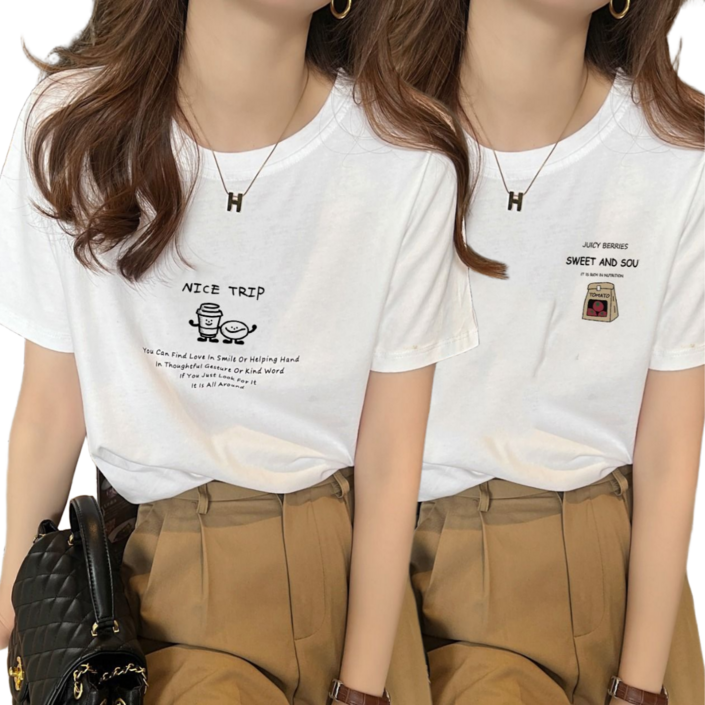 옐로우피치 여성 반팔티셔츠 레터링 반팔티 2P 옐로우피치 여성 반팔티셔츠 레터링 반팔티 2P