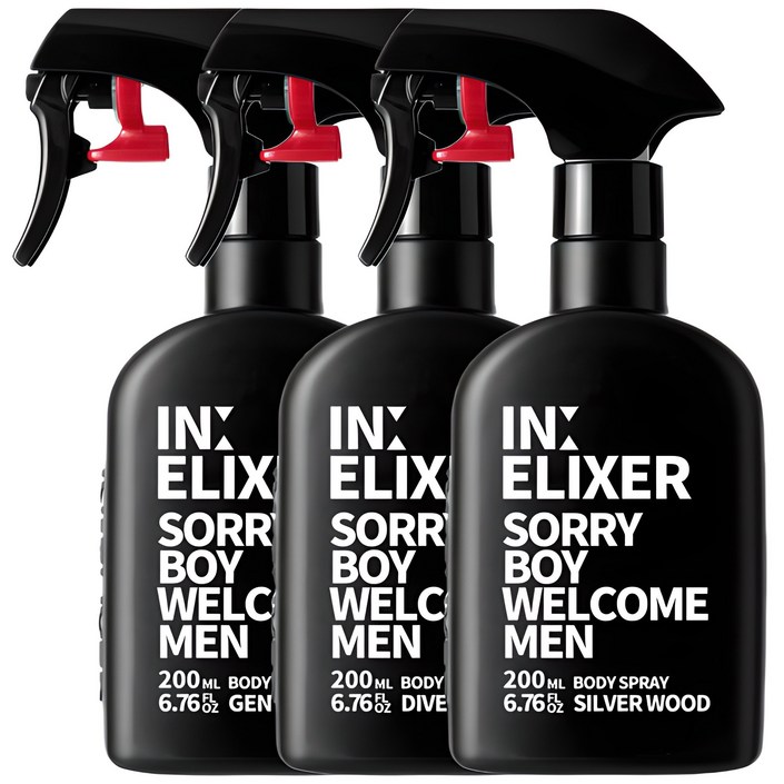 이넬릭서 바디스프레이 남자향수 3종, 200ml, 3개