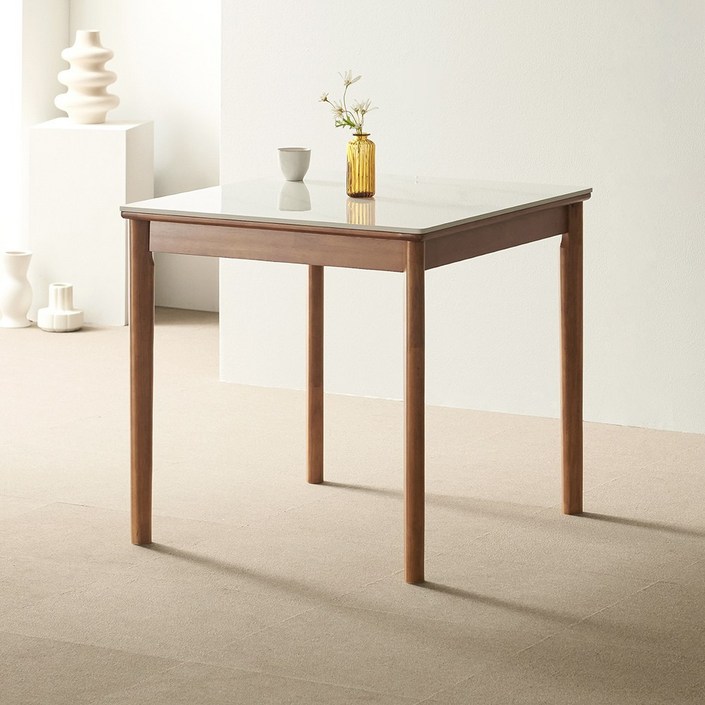 라로퍼니처 헤이즐 800 유광 포세린 통 세라믹 2인 식탁 세트 2인용 북유럽 감성 테이블, 유광단품 2인 식탁테이블