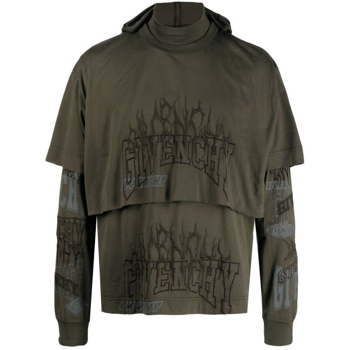 지방시GIVENCHY 로고 자수 레이어드 후디