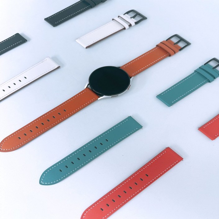 삼성 갤럭시워치5 40 44MM 워치5프로 45MM 고급 가죽 시계줄 밴드 스트랩 R900910920905915925 호환, 민트