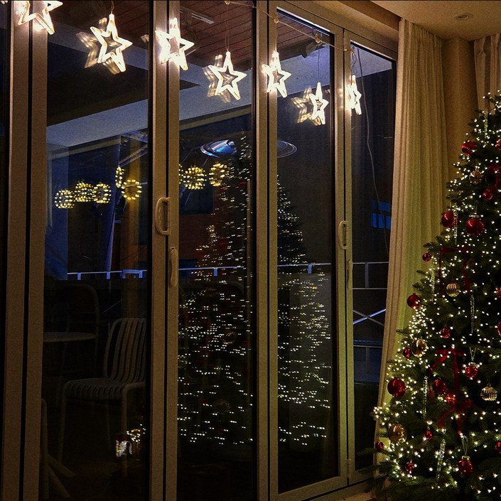 트리킹 LED 화이트별 전구 크리스마스 카페 홈 인테리어, 4개, 웜색