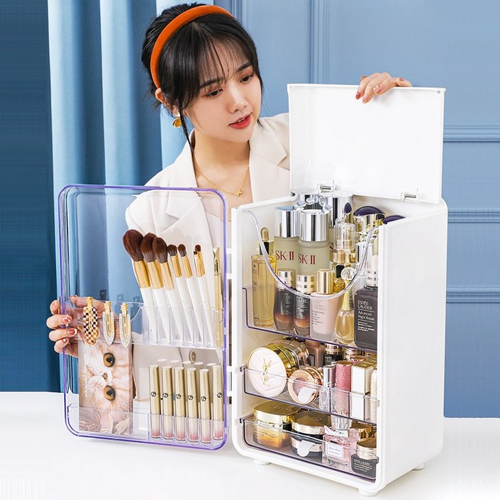 ZOZOFO 특대형 멀티 화장품정리대 서랍형 화장품 정리함 쿠션 팩트 립스틱정리함 투명 아크릴덮개형 하이클래스 화장품정리함