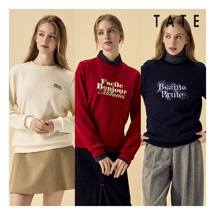 [테이트] ○ TATE 25FW 여성 아트웍 기모 스웻셔츠 3종