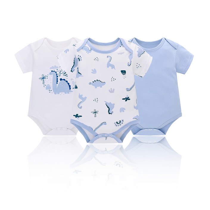 미라클 베이비 신생아 베이직 스냅 반팔 바디슈트 3종 세트