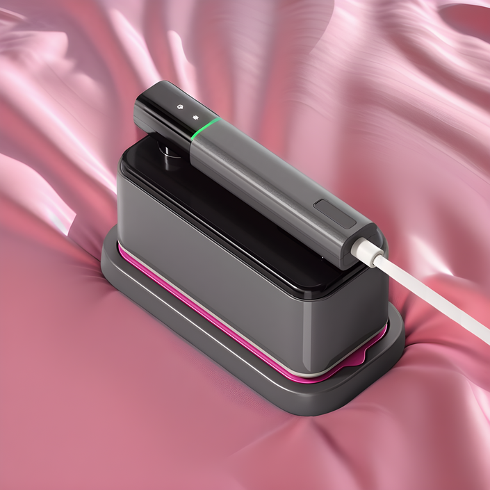 국내발송 RichMagic 핸디형 스팀 다리미 건식 스팀 2in1 회전 헤드 폴더블 핸디형 스팀 다리미 LED 터치 디스플레이, 퍼플그레이