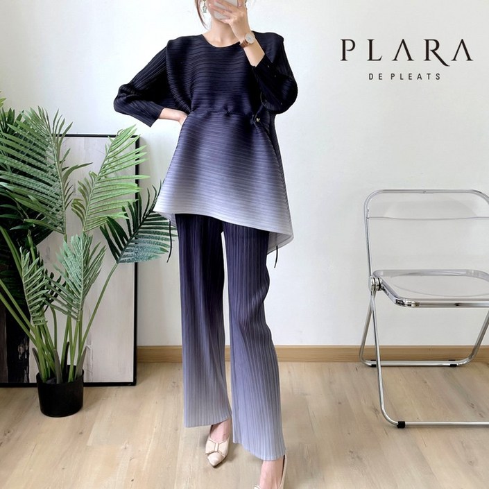 플라라 88까지스트링그라데이션플리츠블라우스팬츠SETPK2SSE007C