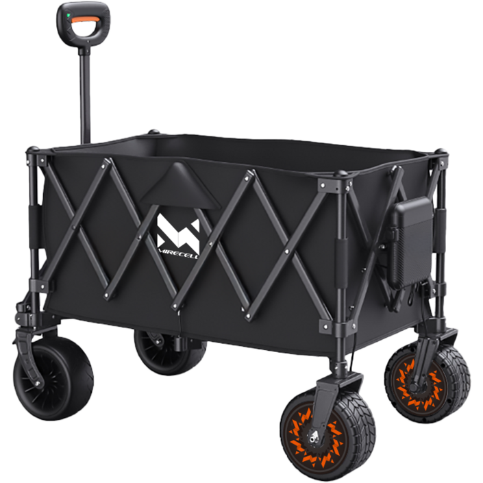 대형 스마트전동웨건 캠핑왜건 카트 광폭타이어 그물망, 1세트, 블랙