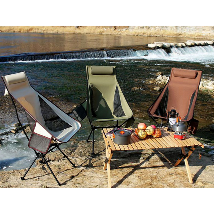 캠핑용 릴렉스체어 경량 휴대용 낚시용 백패킹 의자, 1개, 베이지