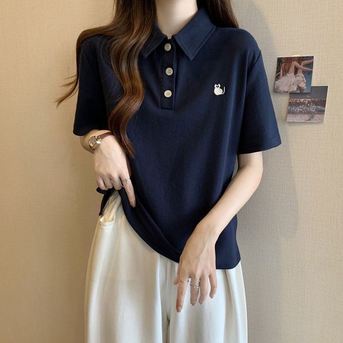 드마엘 키아나 여성 카라 자수 티셔츠 4color델로나