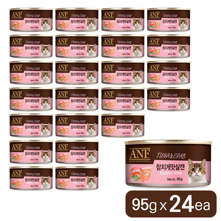 ANF 캔 고양이 간식 참치게맛살 95g x 24개 ANF 캔 고양이 간식 참치게맛살 95g x 24개