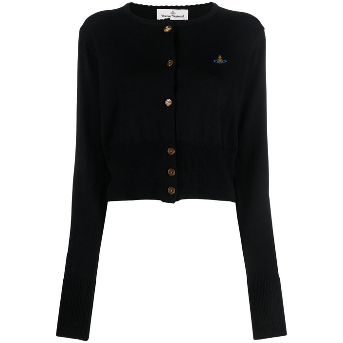 비비안웨스트우드 로고 자수 크롭 가디건