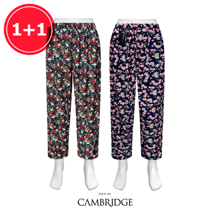 잭오브캠브릿지 여성용 여름 엄마 엄마옷 루즈핏 빅사이즈 일바지 꽃바지 까실이 쿨 아이스 바지 몸빼바지 2p