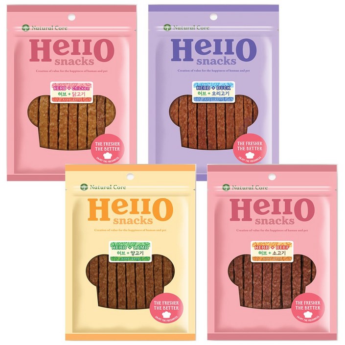 네츄럴코어 헬로 허브스낵 져키닭고기오리고기양고기소고기 90g x 12개, 헬로허브스낵 혼합 x 12개, 90g, 12개