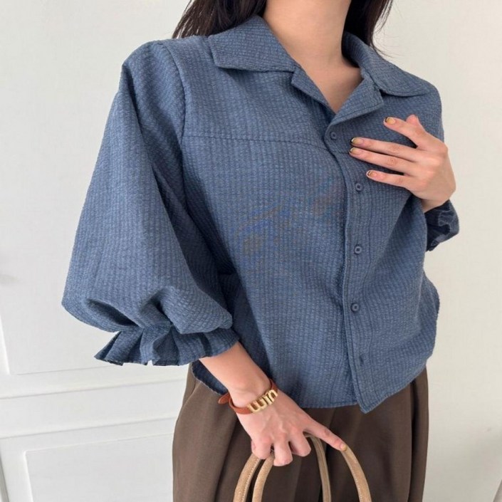 블라우스 모던룩 정장 퍼프 가을 소매 여성 3컬러 카라 여자 리본