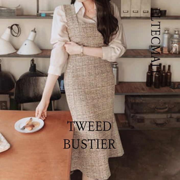 오늘출발 엘텍몰 트위드 뷔스티에 원피스