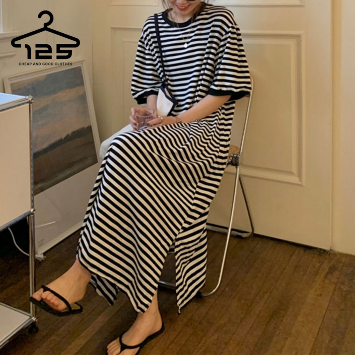 일이오 여성 트임 단가라 박스 롱원피스