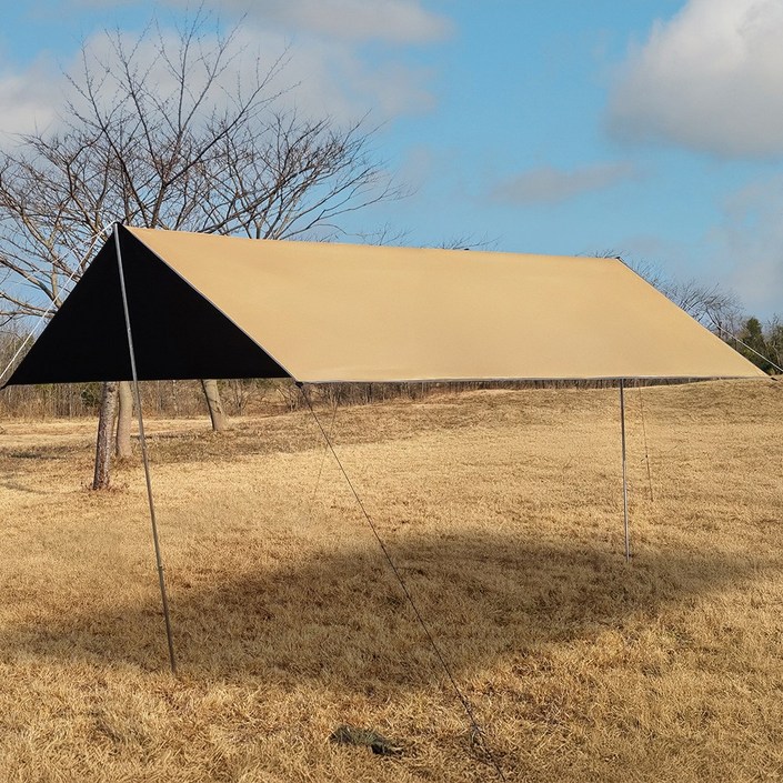 캠프빌리지 블랙코팅 방수 렉타타프 T1 폴대 포함 풀세트