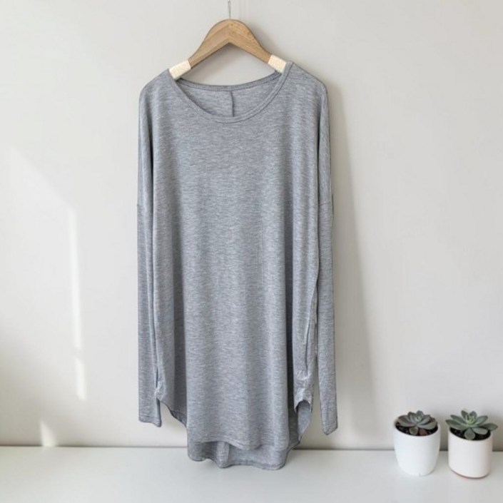 PLYU 힙커버 모달 무지 긴팔 티셔츠 홈웨어 레깅스티셔츠