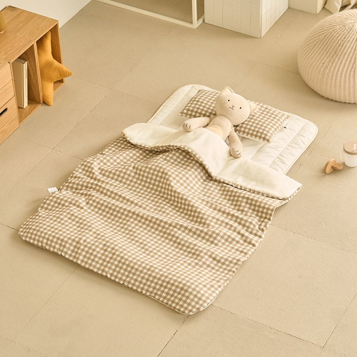 무럭무럭 도톰 포근 체크 낮잠이불 풀세트